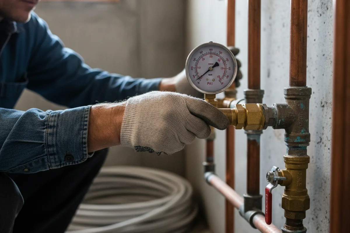 Pressure testing a repaired line during Water Line Repair in Point Marion